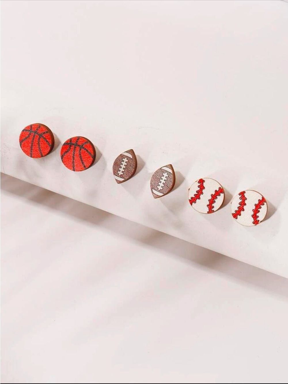 ⚾️ 🏀 🏈 Awesome Pair of Sports Themed Studs Baseball Football Or Basketball